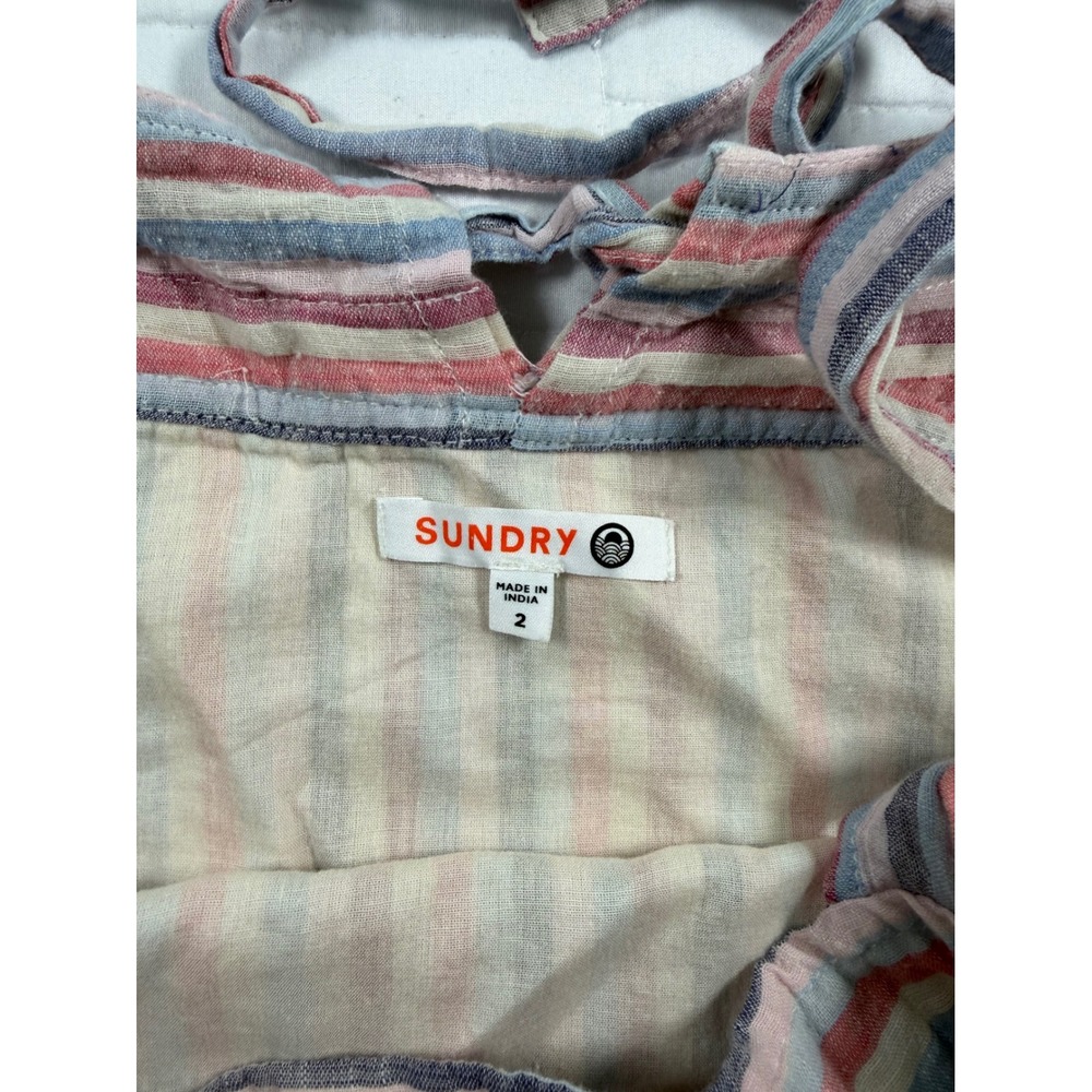 Anthropologie Sundry Luna Tiered Midi Dress Striped Pastel Beach Resortwear 2 - Picture 4 of 10